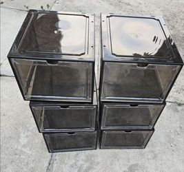 Stackable Clear Plastic Shoe Storage Boxes – Set of 6