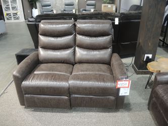 Catnapper Gill Power Reclining Loveseat - Brown Faux Leather, Floor Sample
