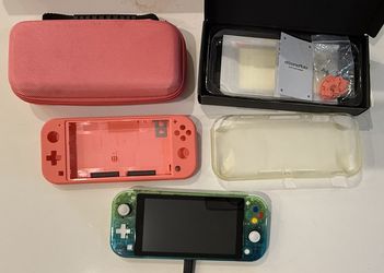 Nintendo Switch lite - Custom Green Case With extras 