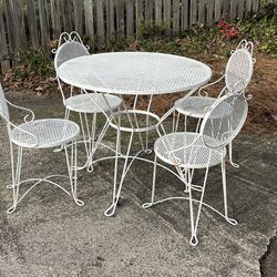 1960s Wrought Iron White Table Sets