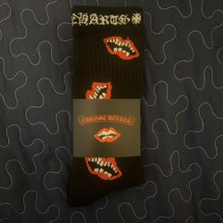 Black Chrome Hearst Socks With Red Lips