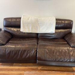 Brown leather couch