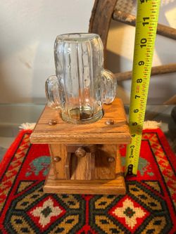 DISPENSADOR ANTIGUO DE MADERA Y CRITAL