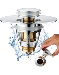 l Bathroom Sink Stopper - Stainless Steel Bounce Drain Filter, Pop Up Drain Stopper