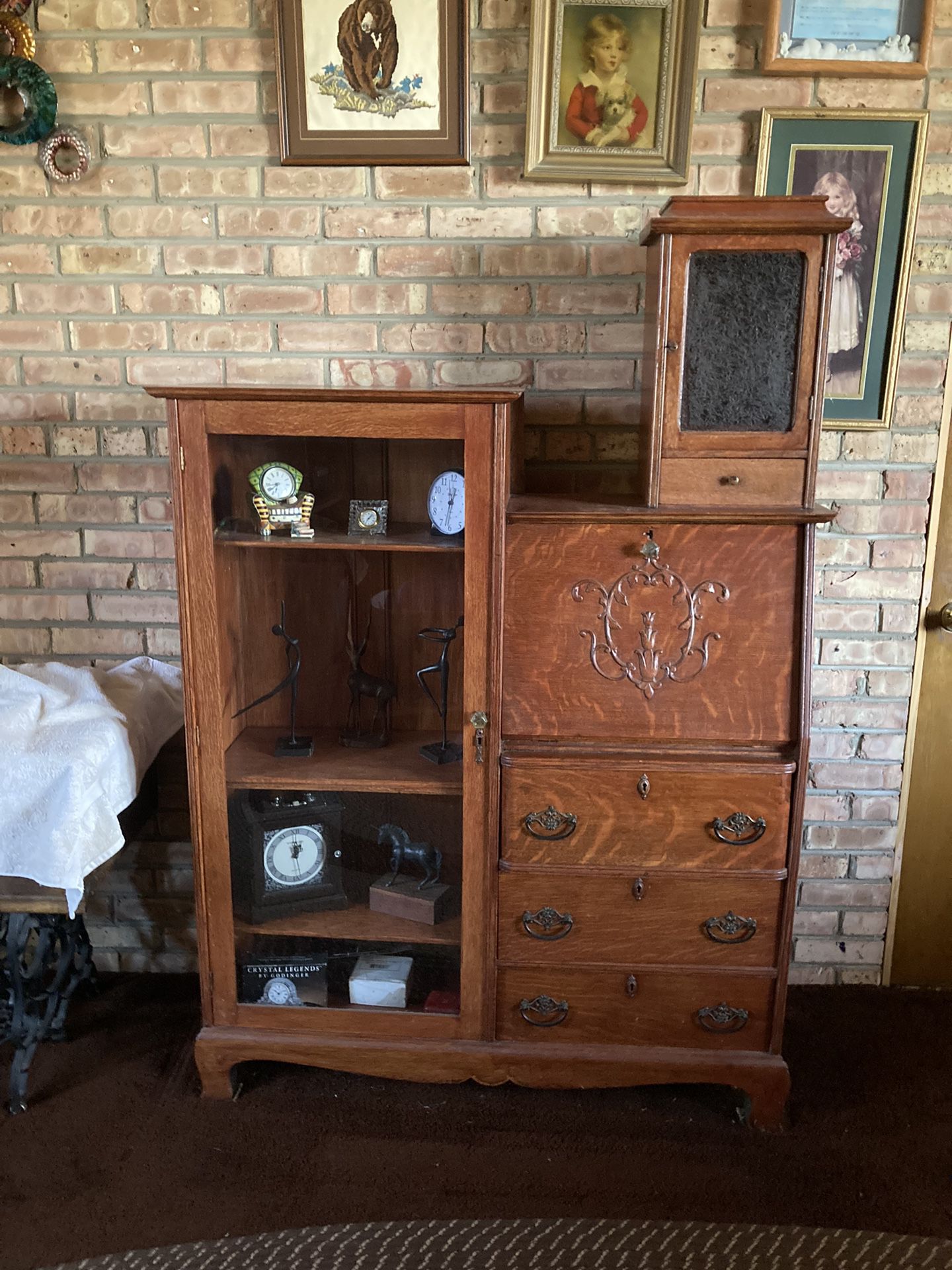 Antique Secretary Desk Cabinet