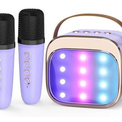 Brand: FLUESTON FLUESTON Mini Karaoke Machine for Kids Adults, Portable Bluetooth Speaker with 2 Wireless Microphones, Birthday Kids Gifts Toys for Gi