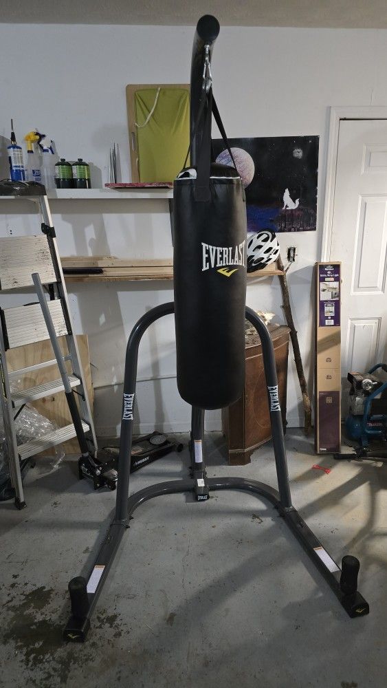 Everlast Heavy Punching Bag With Metal Frame. Comes With Gloves