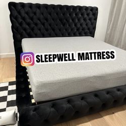 New King Bed Frame With Mattress 