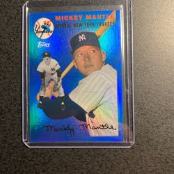 Mickey Mantle Topps Blue Refractor Card