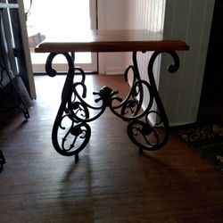 Iron End Table X2 Solid Wood 