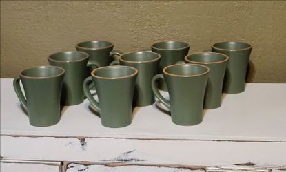 Nine Casa Verde Terra Cotta Green Coffee Mugs, Handcrafted In Portugal