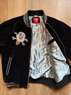 Icecream Skull Island Jacket Velour Bomber Black Size large