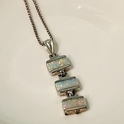 925 Silver Necklace And Opal Pendant