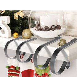  Christmas Stocking Holders for Mantle Set of 4, Adjustable Mantel Stocking Holders Hooks, Lightweight No-Slip Stocking Hangers for Xmas Garland Firep