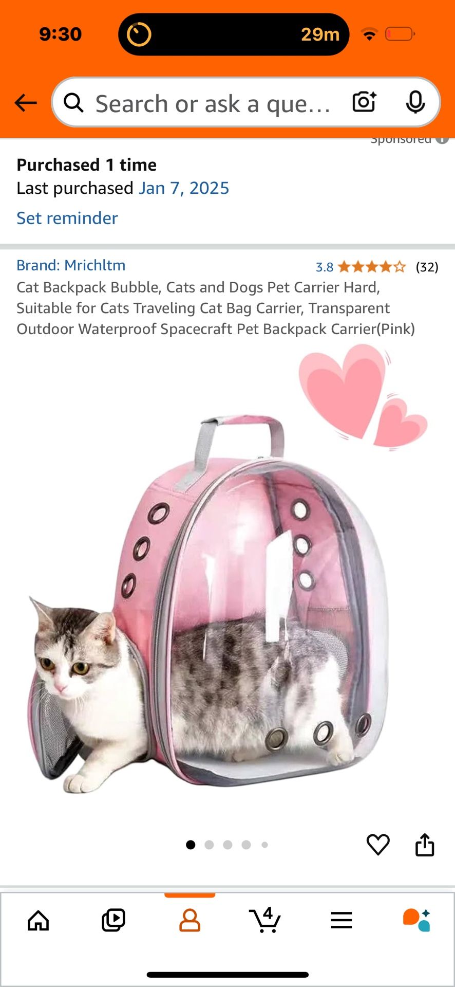 Cat Backpack Bubble, Cats and Dogs Pet Carrier Hard, Suitable for Cats Traveling Cat Bag Carrier, Transparent Outdoor Waterproof Spacecraft Pet Backpa