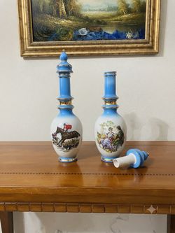 A Vintage Porcelain Decanter with Scenic Panels