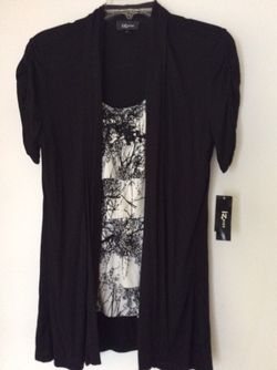 WOMEN'S 2 PIECE RUFFLE BLOUSE FLYAWAY CARDIGAN SET SIZE M NEW