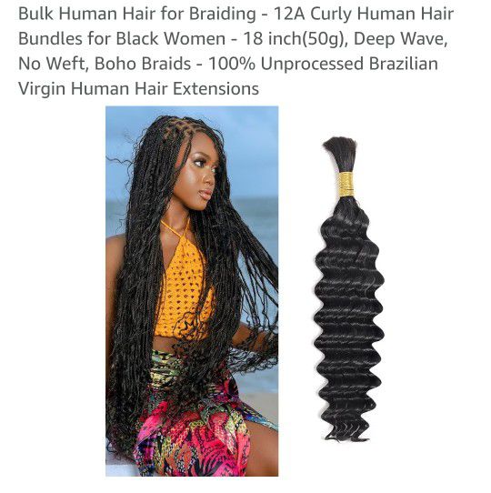 Bulk Human Hair For Braiding 1 Bundle 50g 18" New 