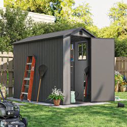4 ft. W x 8 ft. D Plastic Storage Shed with Floor,