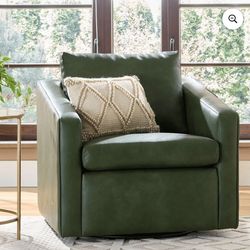 OLIVE FAUX LEATHER SWIVEL ACCENT CHAIR