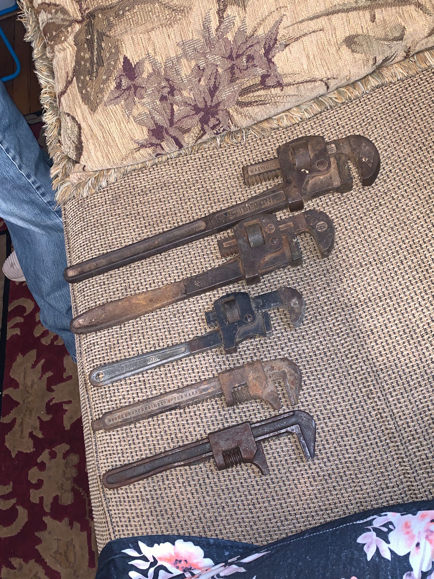 Antique Set Of 1800’s Walworth Mfg. Co Stillson Pipe Wrench’s