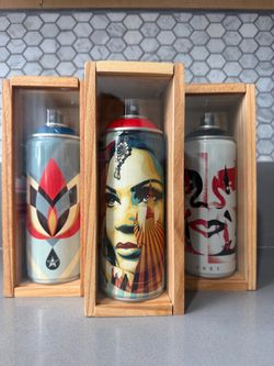 Obey Shepard Fairey Limited Edition Art Spray Cans Set of 3