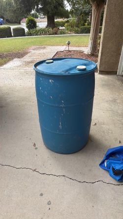 Blue Plastic 55-Gallon Drum Barrel