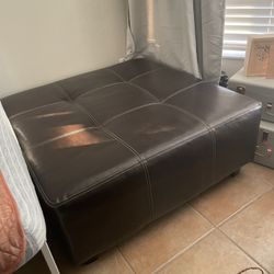 Ottoman- Large brown faux leather 40x40 inches 