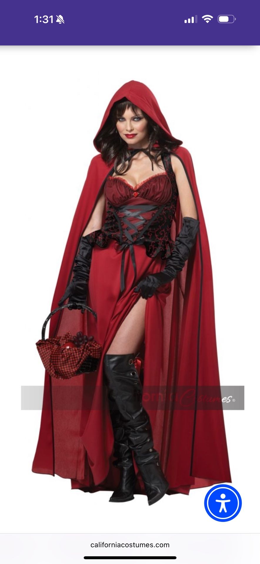Adult Women’s Dark Red Riding Hood Costume 