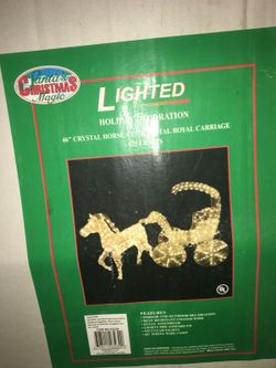 46” horse drawn carriage lighted decor