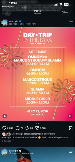 Day Trip In the Park 7/12:  OMNOM, Marco Strous, SLAMM