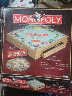 New MONOPOLY GAME.... Wood Board Set.. plus 4 classic games

