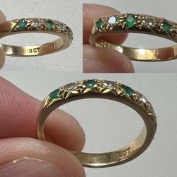 18k gold ring with emeralds/diamonds