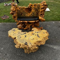 Burl Wood Couch And Table 