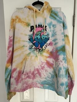 Pink Dolphin Hoodie Sweatshirt Men Size L Colorful Tie Dye