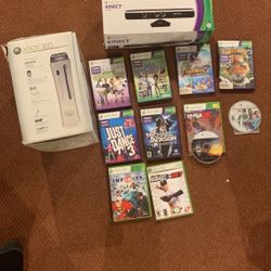 Xbox 360  With Kinect And 12 Games