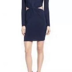 New with Tag Missguided Body Con Long Sleeve Cut Out Mini Dress - Navy Blue - Size 8