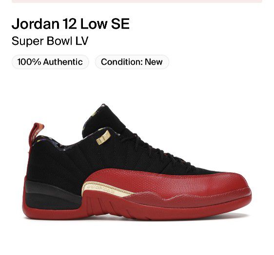 Jordan 12 Retro Low Super Bowl Size 8