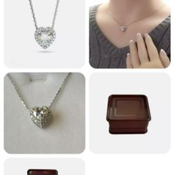 Necklace Heart 2.30 CT Cut Diamond Solitaire...