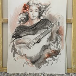 Original Painting By Patricia Boyd “My Guitar…Afair” Price Firm