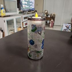 Yankee Candle Butterfly 🦋  Tealight/Votive Crackle Glass Candle Holder-If You Turn It Upside Down If Can Be Used As A Small Vase 7" Tall 