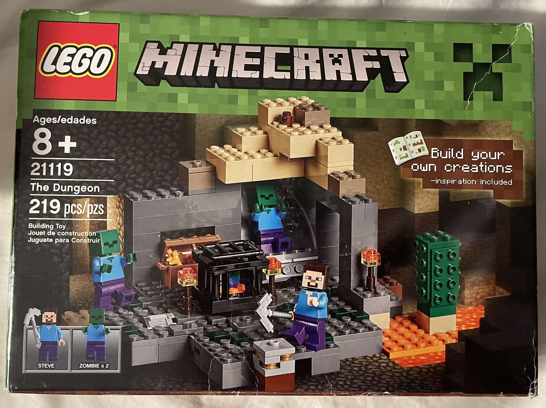 2015 LEGO Minecraft 21119 - The Dungeon 219 Pcs w/ Zombies & Steve - Retired NEW