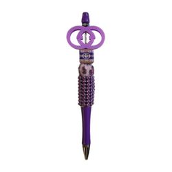 Fashion Fancy Bling Custom Beaded Ballpoint Twist Pen Focal Bead Purple