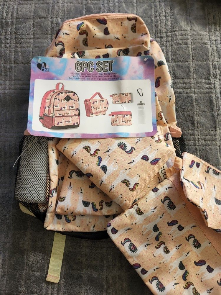 Back To School Llama Backpack Set