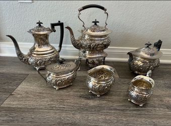 MCM silver plated tea and coffee set Israel Freeman & Sons Sheffield England