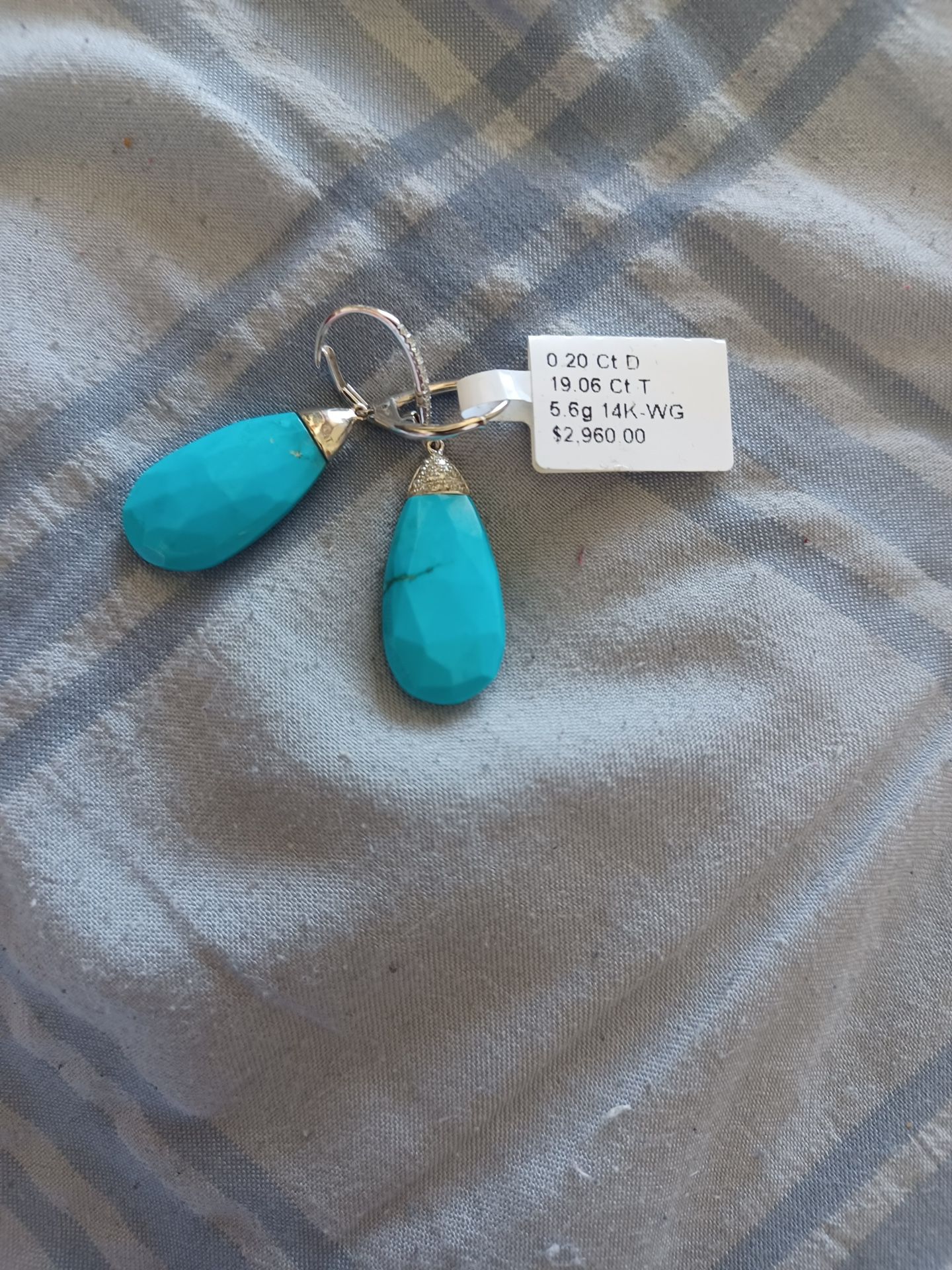 Turquoise Stone Diamond Earrings