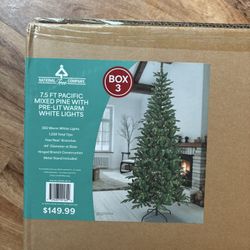 7.5 FT Pacific Mixed Pine with Pre-Lit Warm White Lights Christmas Tree