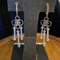 Vintage sterling silver and crystal chandelier earrings. 