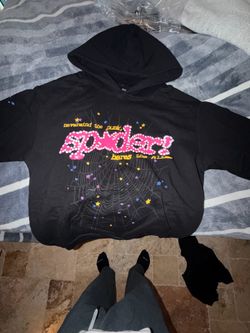 SP5DER Black Hoodie, Size Medium