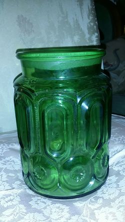 Vintage Olive Glass Jar